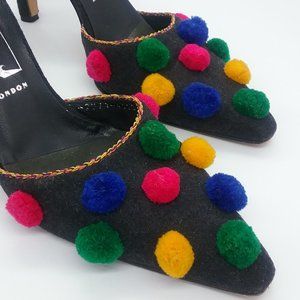 Gina London Wool Pom Pom Mules